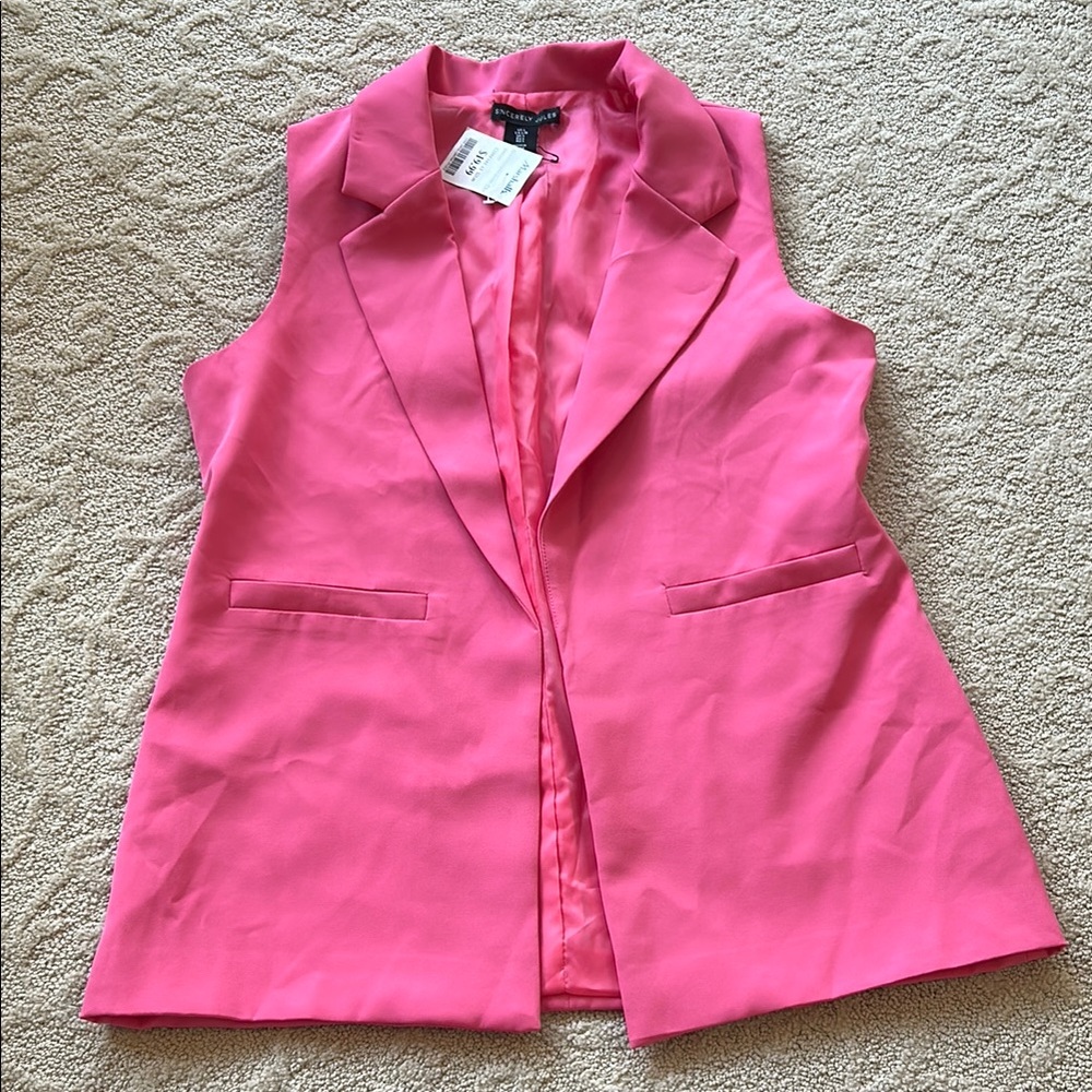 Pink Sleeveless Blazer Vest